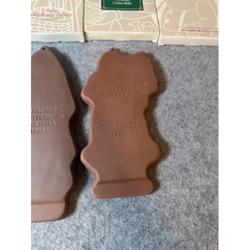 Longaberger Pottery Christmas Cookie Mold Set 5 Father Christmas St Nick 90-93 - Picture 7 of 11